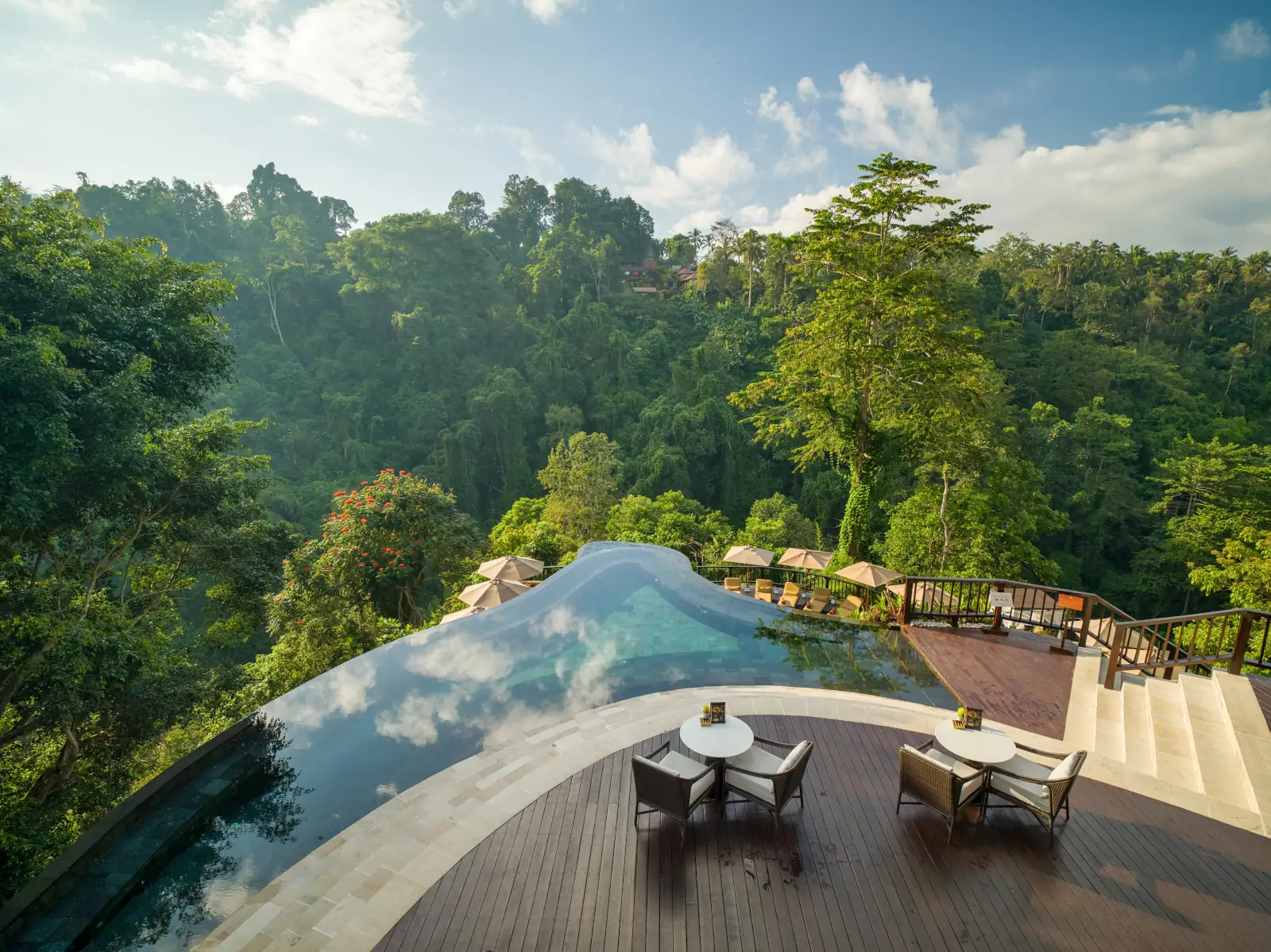 Luxury jungle infinity pool at Hanging Gardens of Bali in Ubud