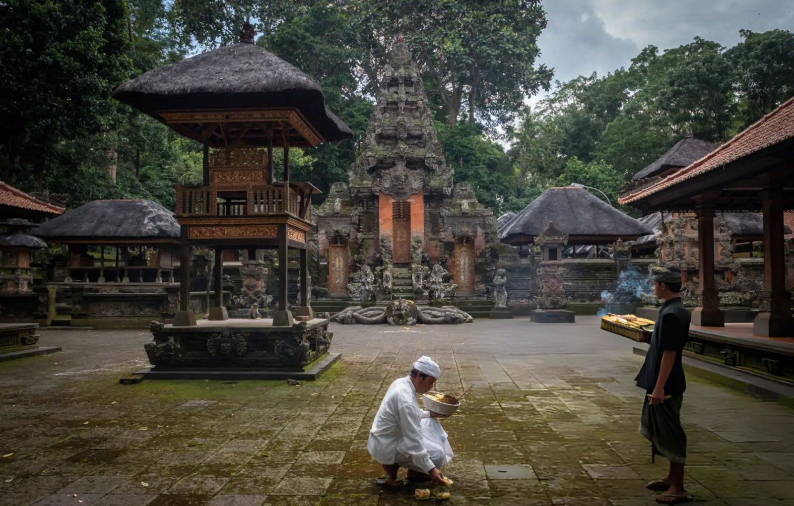 Balinese Hindu ceremony in Ubud during March cultural season