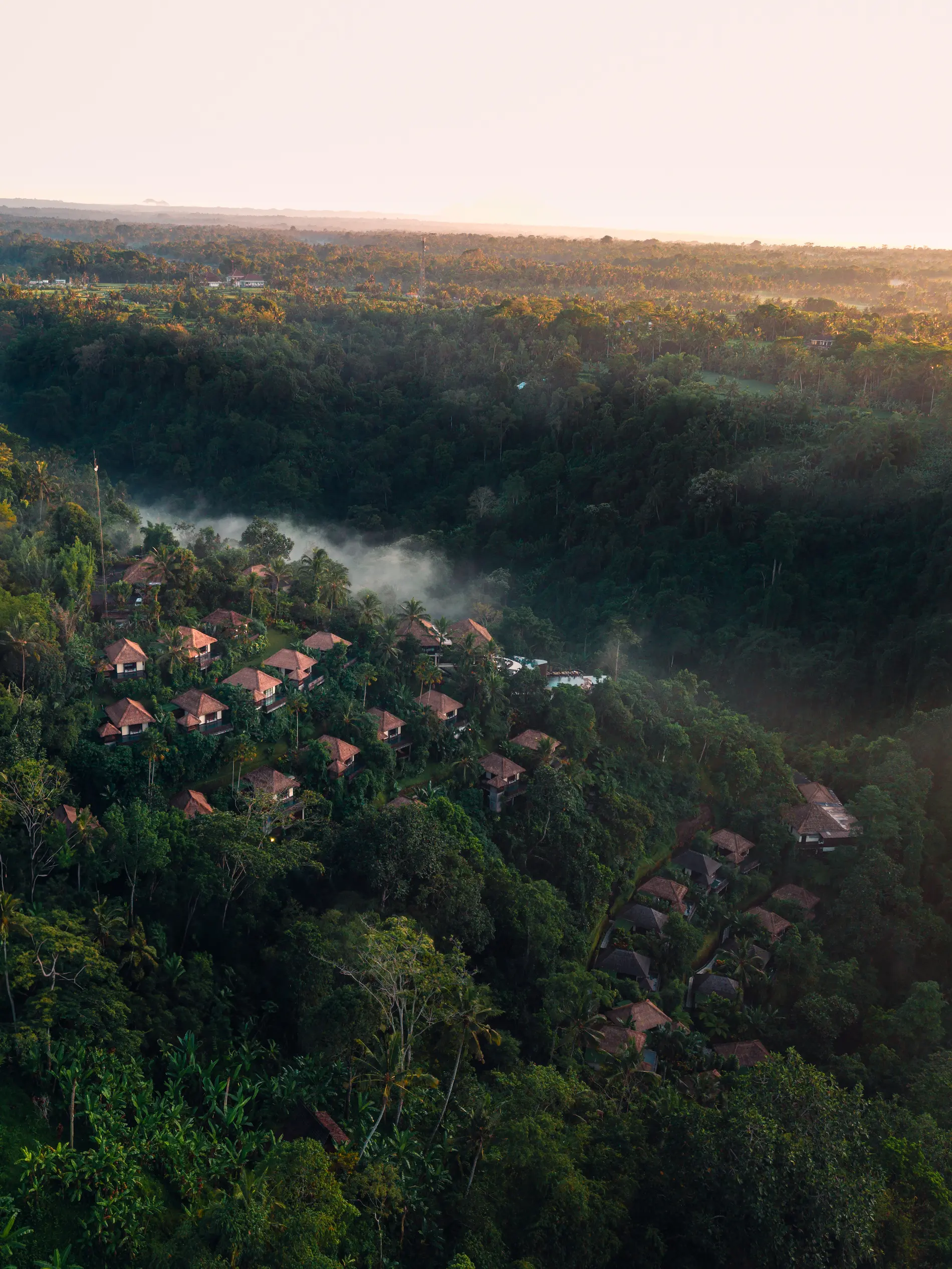 Seasonal landscapes at Hanging Gardens of Bali throughout the year