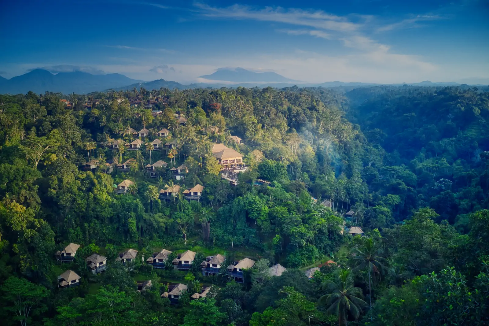 Ubud rainforest valley at sunrise during March in Bali