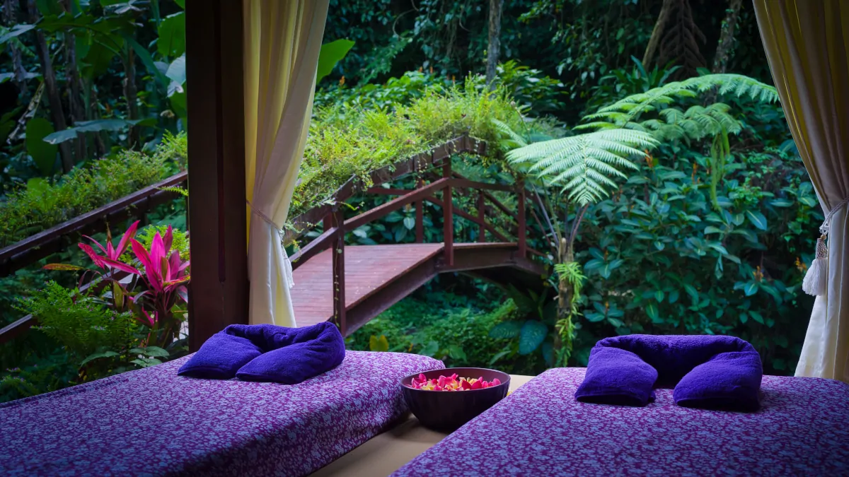 Open-air jungle spa in Ubud surrounded by greenery and natural light for relaxation