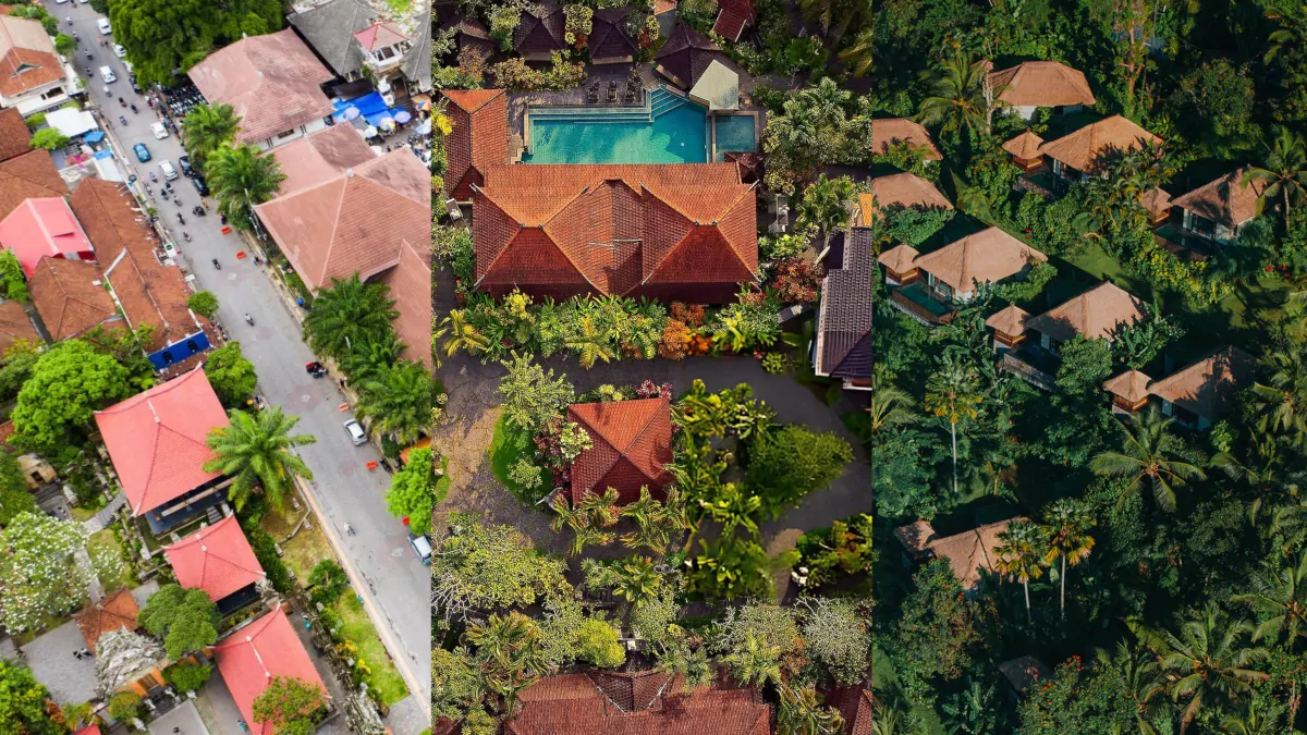 Comparison of central Ubud hotel, boutique villa, and jungle valley resort in Bali