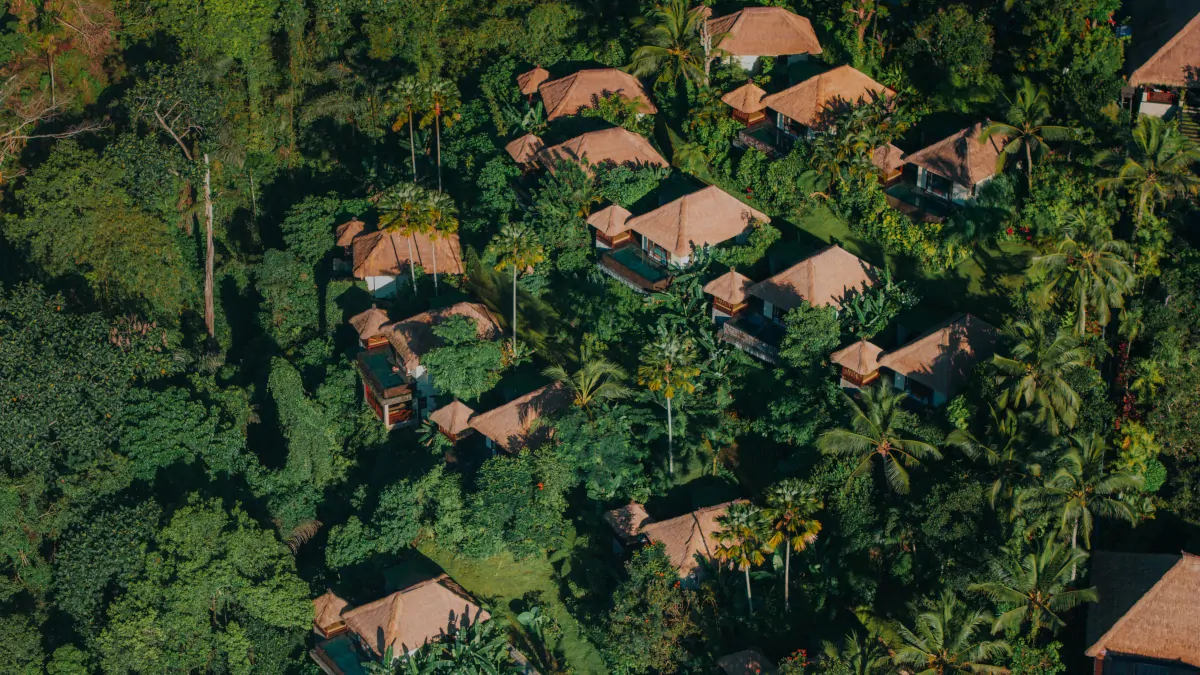 Hanging Gardens of Bali villa built into hillside with private infinity pool and jungle surroundings