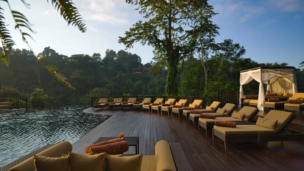Hanging Gardens Bali infinity pool Ubud jungle valley slow luxury travel stay