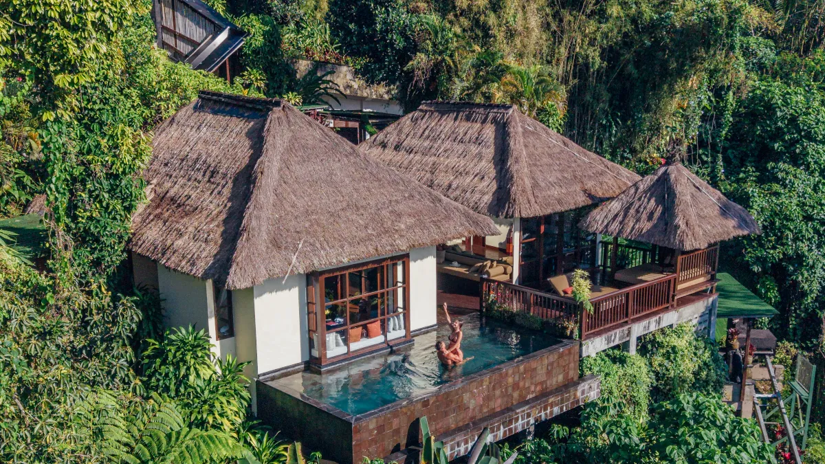 Private infinity pool villa at Hanging Gardens of Bali luxury resort in Ubud