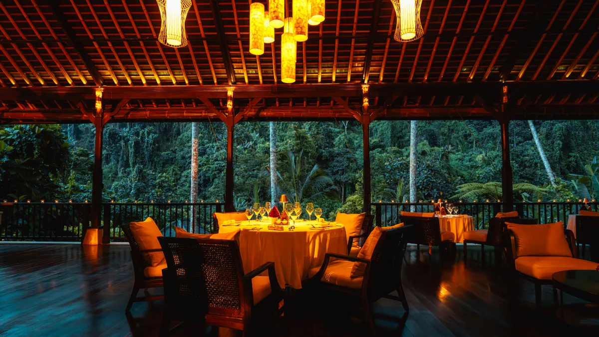 Private luxury reception surrounded by the Ubud rainforest