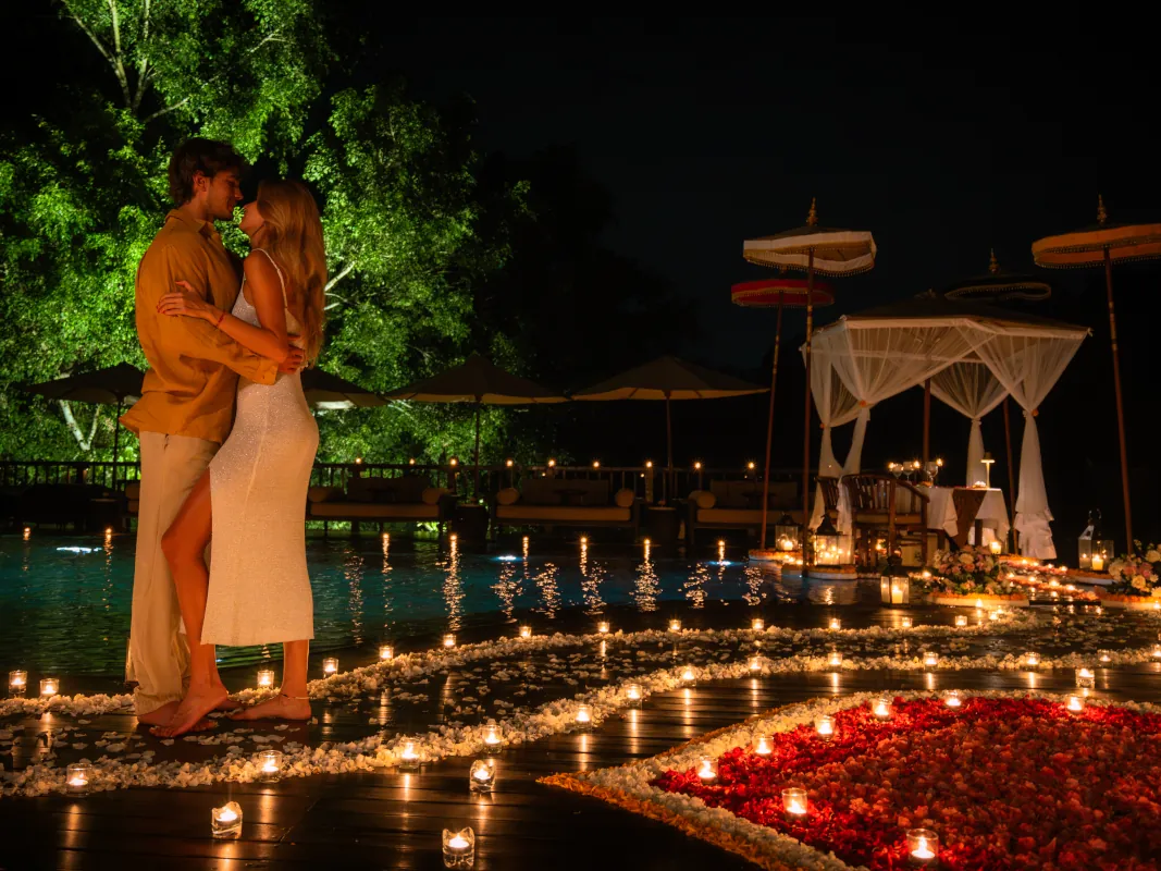 Romance Under the Stars private candlelit dinner at Hanging Gardens of Bali in Ubud